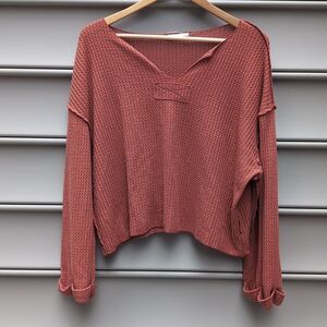 Altar'd State Oversized Waffle Knit Shirt Y2K 90s Boho Grunge Hippie Beach Soft